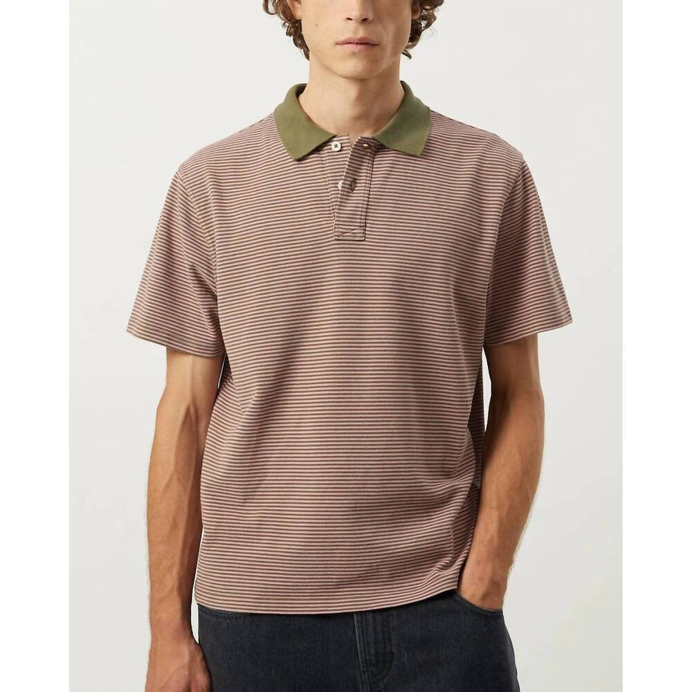NEW CORRIDOR stripe pique polo in pink
